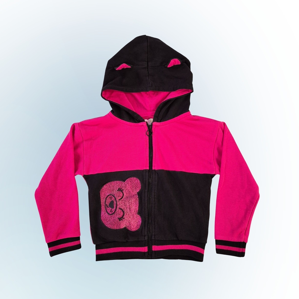 Kids' Size 5 Garanimals Pink and Black Hoodie with Bear Design